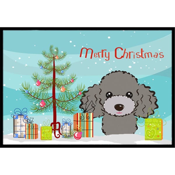 Carolines Treasures Christmas Tree and Silver Gray Poodle Indoor or Outdoor Mat- 18 x 27 BB1631MAT - main